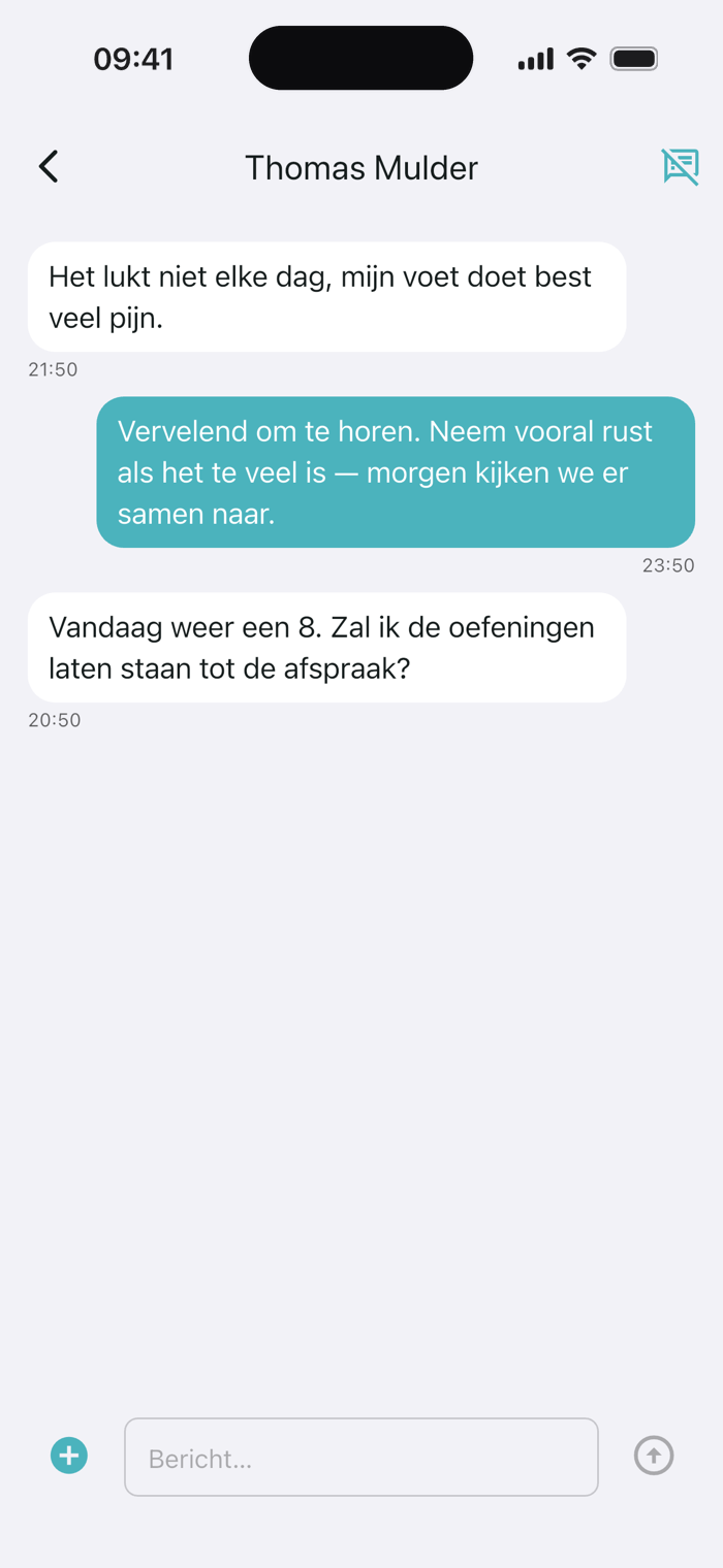 App-scherm van Physinexus